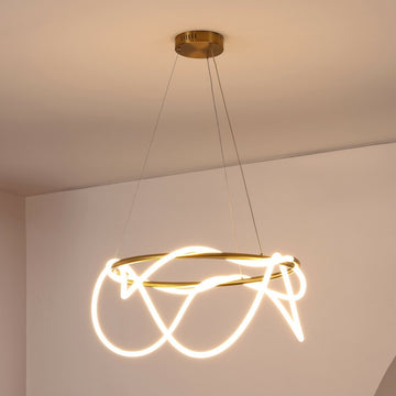 Lisette 25" Contemporary Minimalist 360 Adjustable Silicone Neon Rope Dimmable Integrated LED Chandelier - JONATHAN Y